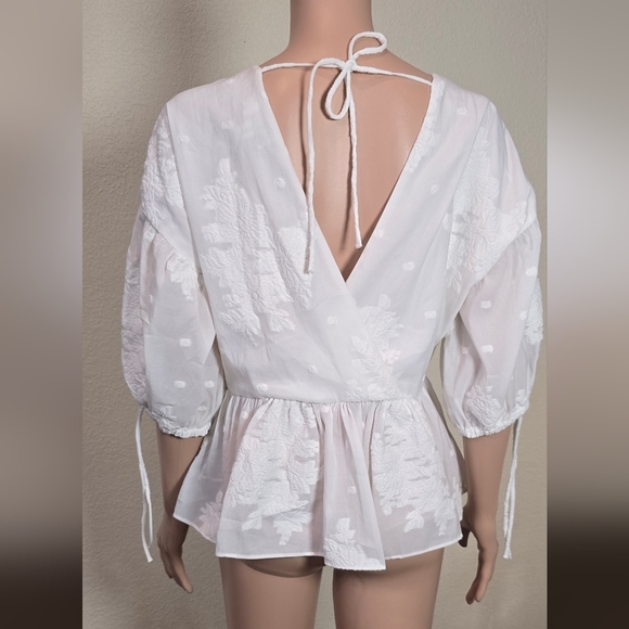 Ted Baker London white balloon sleeve embroidered blouse size 3 Usa 🇺🇸 Size 8 - Picture 5 of 10